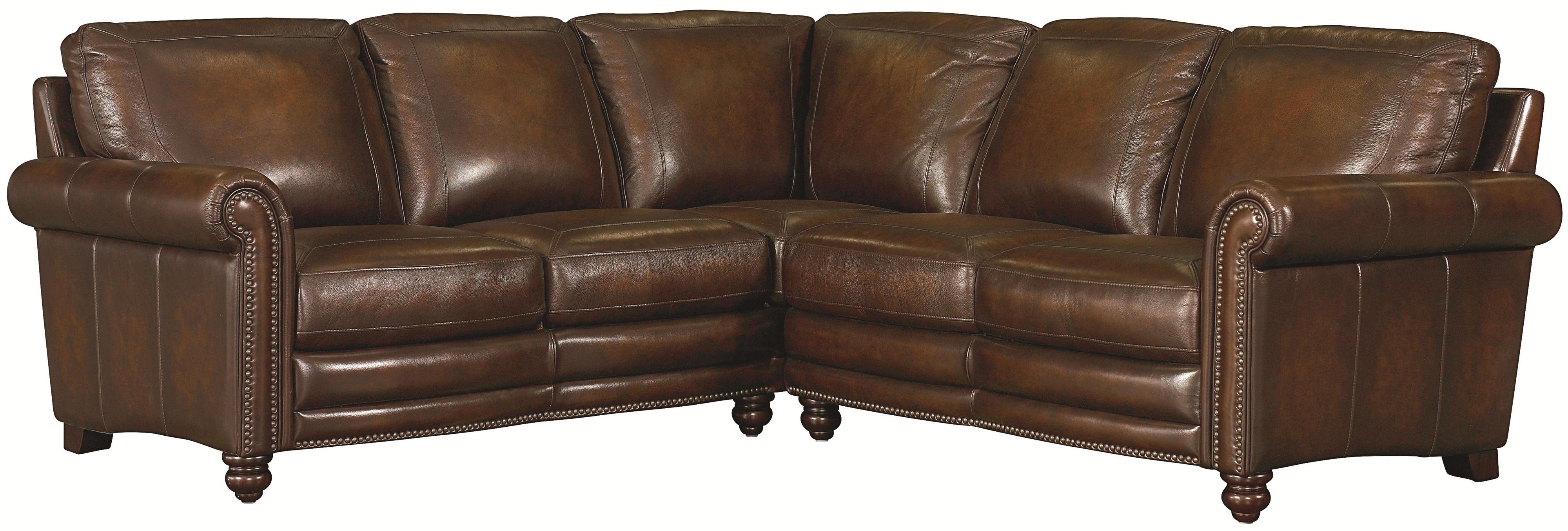 Bassett Hamilton Traditional LShaped Leather Sectional with Nail Head
